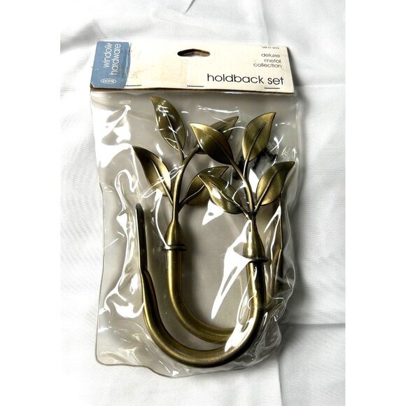 Target Other - Deluxe Metal Curtain Holdback Set Leaf Design Window Hardware Bronze Gold